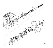 Корпус редуктора, карданный вал (Часть 2) 2-х тактного ПЛМ MERCURY 25 М Серийный номер от 0N055505 и выше