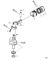 Коленвал, поршни и шатуны 4-Х ТАКТНОГО ПЛМ MERCURY 4 Серийный номер от 0P073456 до 0P400999