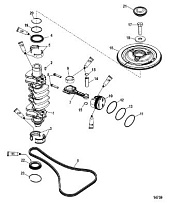 Коленчатый вал, поршни и шатуны 4-Х ТАКТНОГО ПЛМ MERCURY 80 Серийный номер от 1B366823 и выше