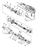 Корпус коробки передач (PROP SHAFT)(BIGFOOT)(SEAPRO/MARATHON/PONTOON) 2-Х ТАКТНОГО ПЛМ MERCURY 55 Серийный номер от 0D000750 до 0G290584