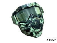Очки зимние HETOSHI Face Mask FJ026B-1 (двойное стекло) цв.Камуфляж(Nato green) цв.стекла прозрачный