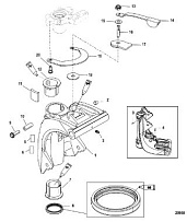 Поворотный кронштейн 4-Х ТАКТНОГО ПЛМ MERCURY 50 Серийный номер от 0T409000 до 1B344306