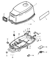 Капот 2-х тактного ПЛМ MERCURY 5 M Серийный номер от 0P017000 до 0P400999