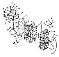 Блок цилиндров и картер 2-Х ТАКТНОГО ПЛМ MERCURY 90 Серийный номер от 0A996142 до 0B240450