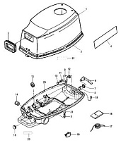 Капот 2-х тактного ПЛМ MERCURY 5 M Серийный номер от 0P401000 и выше