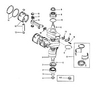 Коленвал, поршни и шатуны (#638-8532-1) 2-Х ТАКТНОГО ПЛМ MERCURY 75 Серийный номер от 0C222000 до 0D283221