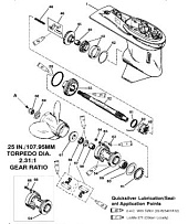 Корпус шестерни (карданный вал)(3 JAW REVERSE CLUTCH) 2-Х ТАКТНОГО ПЛМ MERCURY 75 Серийный номер от 0D283222 до 0G760299